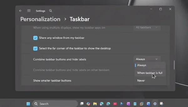 微软在Win11测试版中回归Windows 10风格可调任务栏，支持双模式缩放