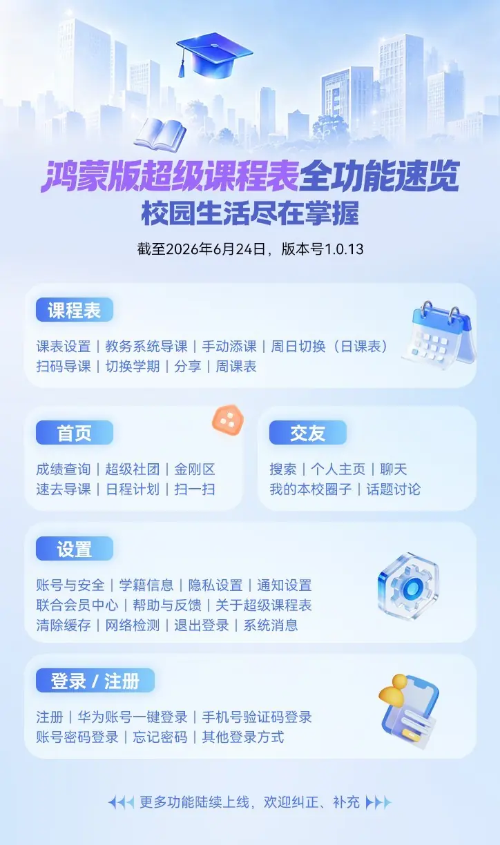 鸿蒙版超级课程表:桌面卡片、碰一碰分享,一个App装下你的校园生活