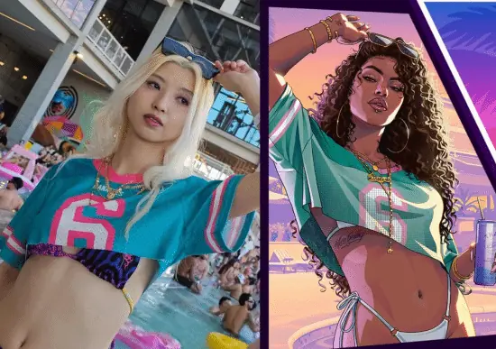 网友创意还原GTA6封面人物,泳池边上演现实版罪恶城