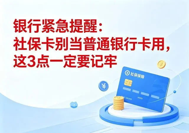 银行紧急提醒:社保卡别当普通银行卡用,这3点一定要记牢